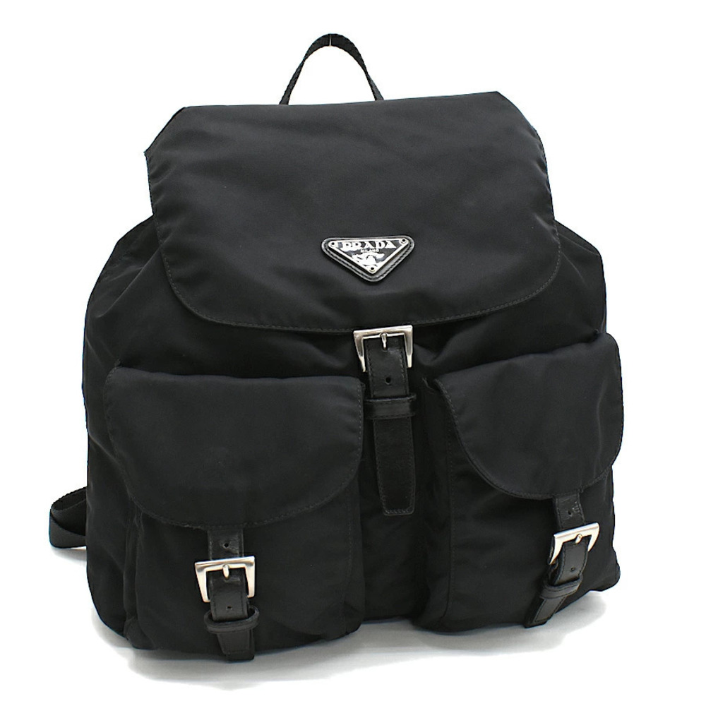 Prada Backpack VELA Tessuto Nero Black Triangle Plate